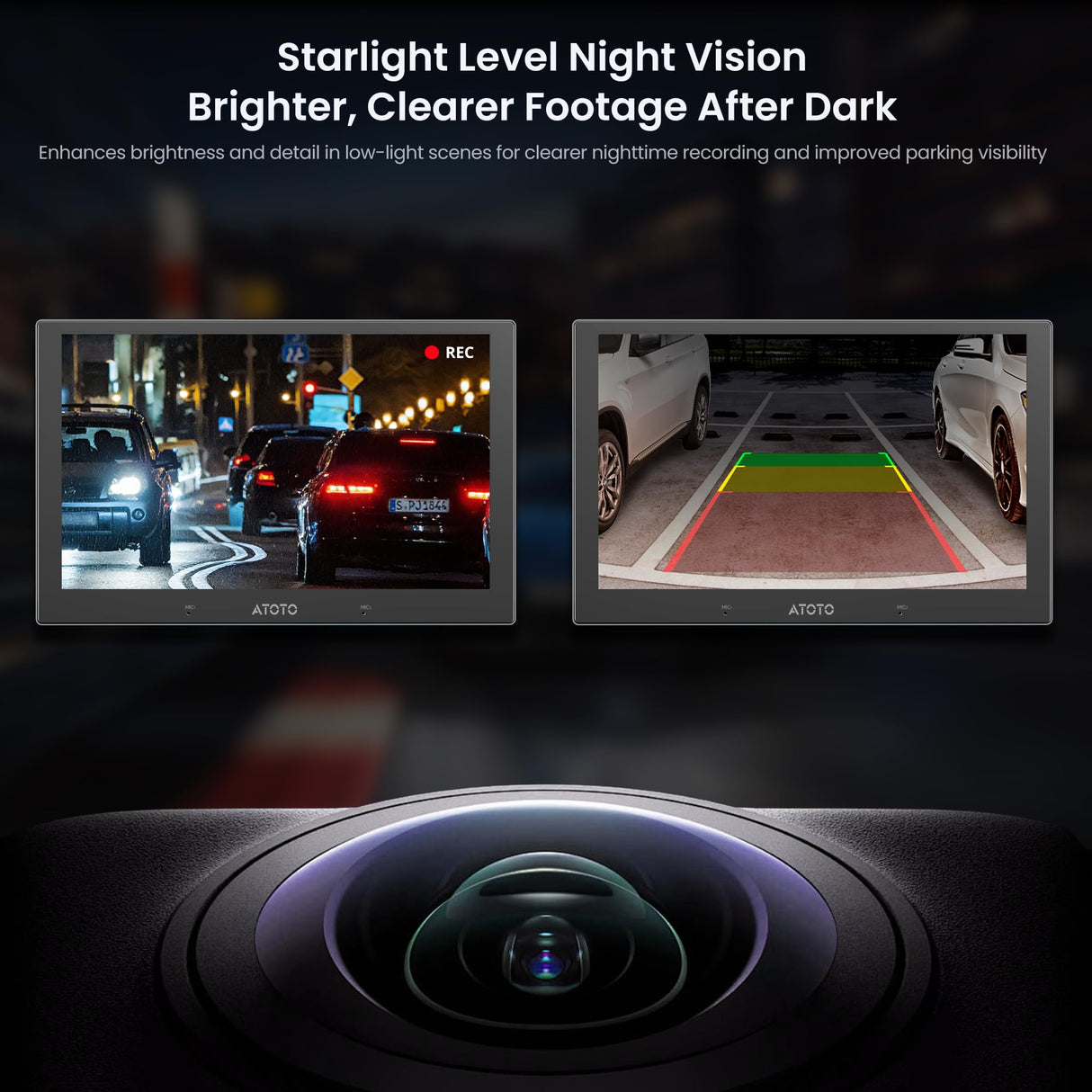 ATOTO AC-HN9RRV3 AHD 1080p Backup Camera, 30fps, 134° Wide-Angle, Starlight Night Vision, IP67 Waterproof, G-Sensor, Parking Mode, Loop Recording – Only for V10 Series