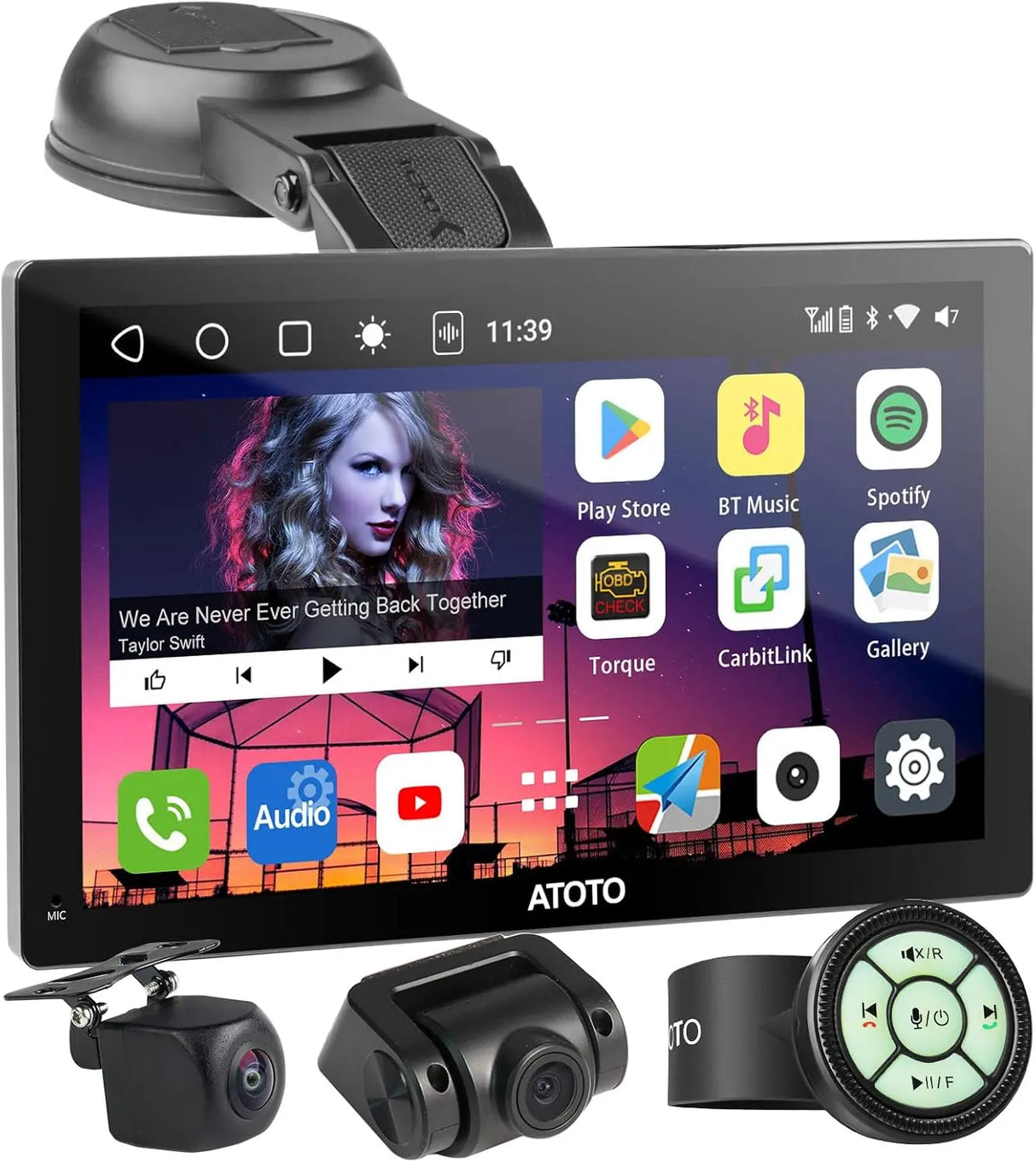 ATOTO 7" Portable Sat Nav with QLED Touchscreen, Wireless CarPlay & Android Auto, 4+32G, 4G LTE, GPS Navigation, WiFi, 1080P Front & Rear Cameras, Steering Wheel Control & Bluetooth
