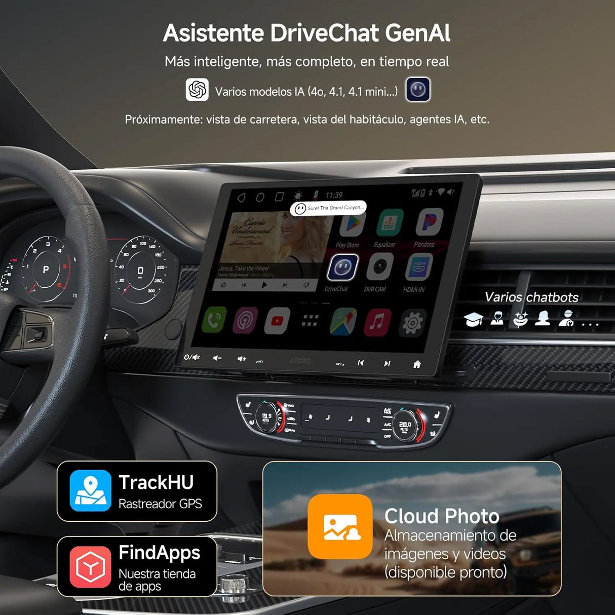 ATOTO S8G1104MS Radio 1 Din Android con Pantalla Flotante de 10,1", 4G LTE, Wireless CarPlay & Android Auto, 4G+32G, Inteligencia AI, Doble Bluetooth, Ecualizador 36-Bandas & DSP, SCVC/LRV