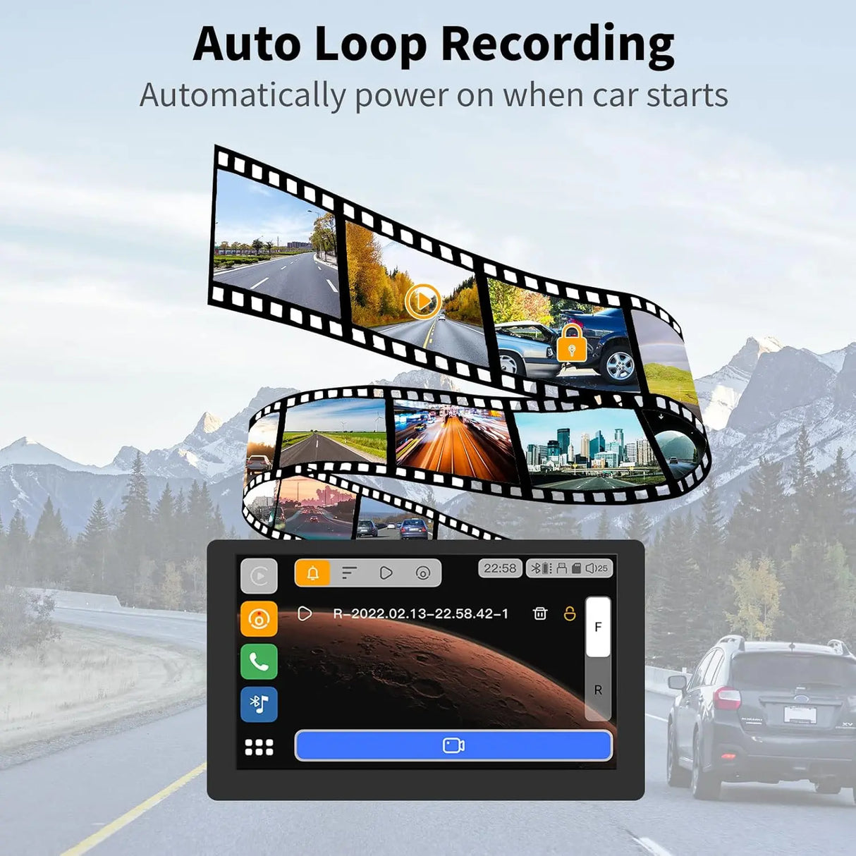 ATOTO AC-FCR01W 1080P Front Dash Cam with G-Sensor, Wide View Angle, Bright Light Suppression – Compatible with ATOTO P8 Series Only