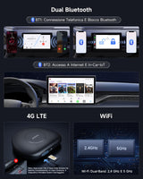 ATOTO CB6C Adattatore CarPlay Wireless Android 13, Box Intelligente Auto Plug & Play con GPS, AI DriveChat, 4G LTE, 4GB+64GB, Nero