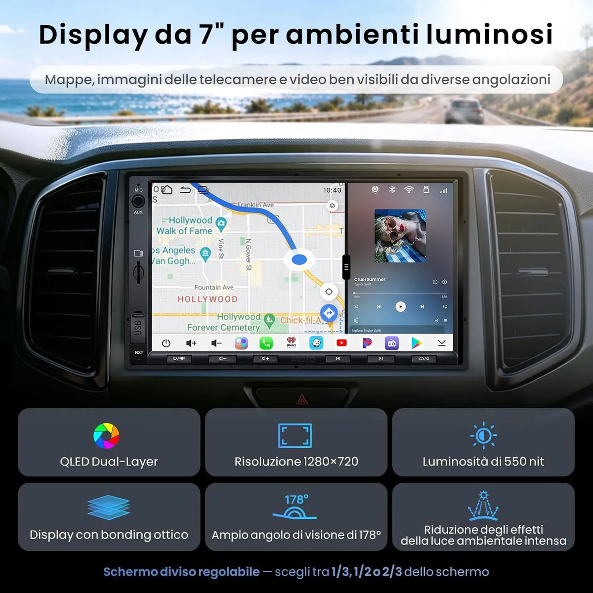 ATOTO S8L 7" Autoradio 2 DIN Android, 4G SIM, 4GB+64GB, con Retrocamera