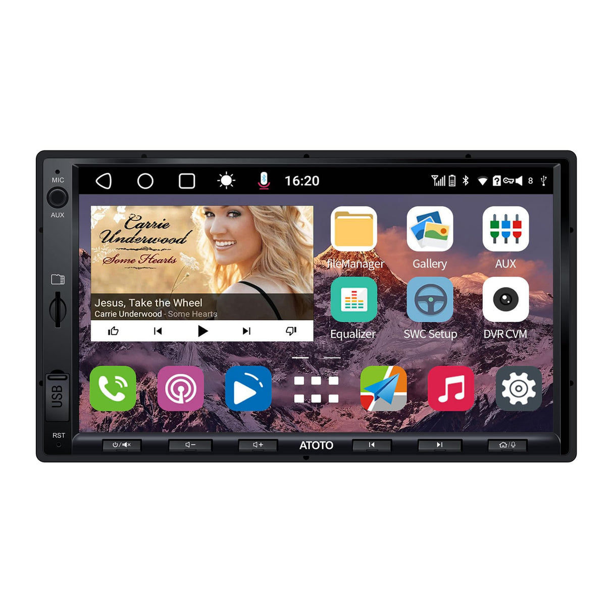ATOTO S8G2A74SD Standard 7" Double Din Android Car Stereo with Navigation, HD Rearview with LRV, Wireless CarPlay & Android Auto, IPS Display and More