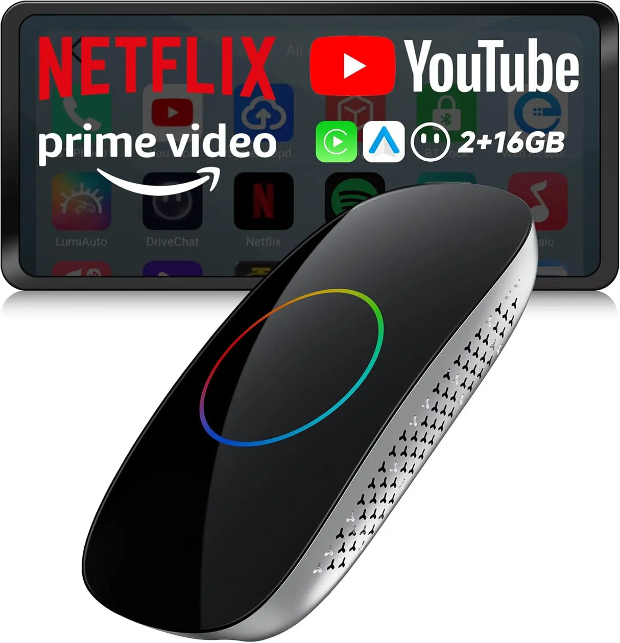 ATOTO CB4CT AI Box Android アダプター 車載エンターテインメント【HDMI出力 / 2GB+16GB / ミニOBDII付属】ワイヤレス CarPlay & Android Auto 動画視聴 (YouTube/Netflix/Prime Video) デュアルBluetooth/Wi-Fi OTA更新