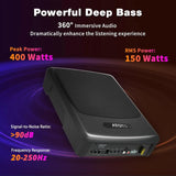 ATOTO 10 inch Under Seat Powered Car Subwoofer with Built-in Amp, Ultra Slim Active Amplified Subwoofer with Variable Bass Boost, 400W Max Power, Remote Sub Control