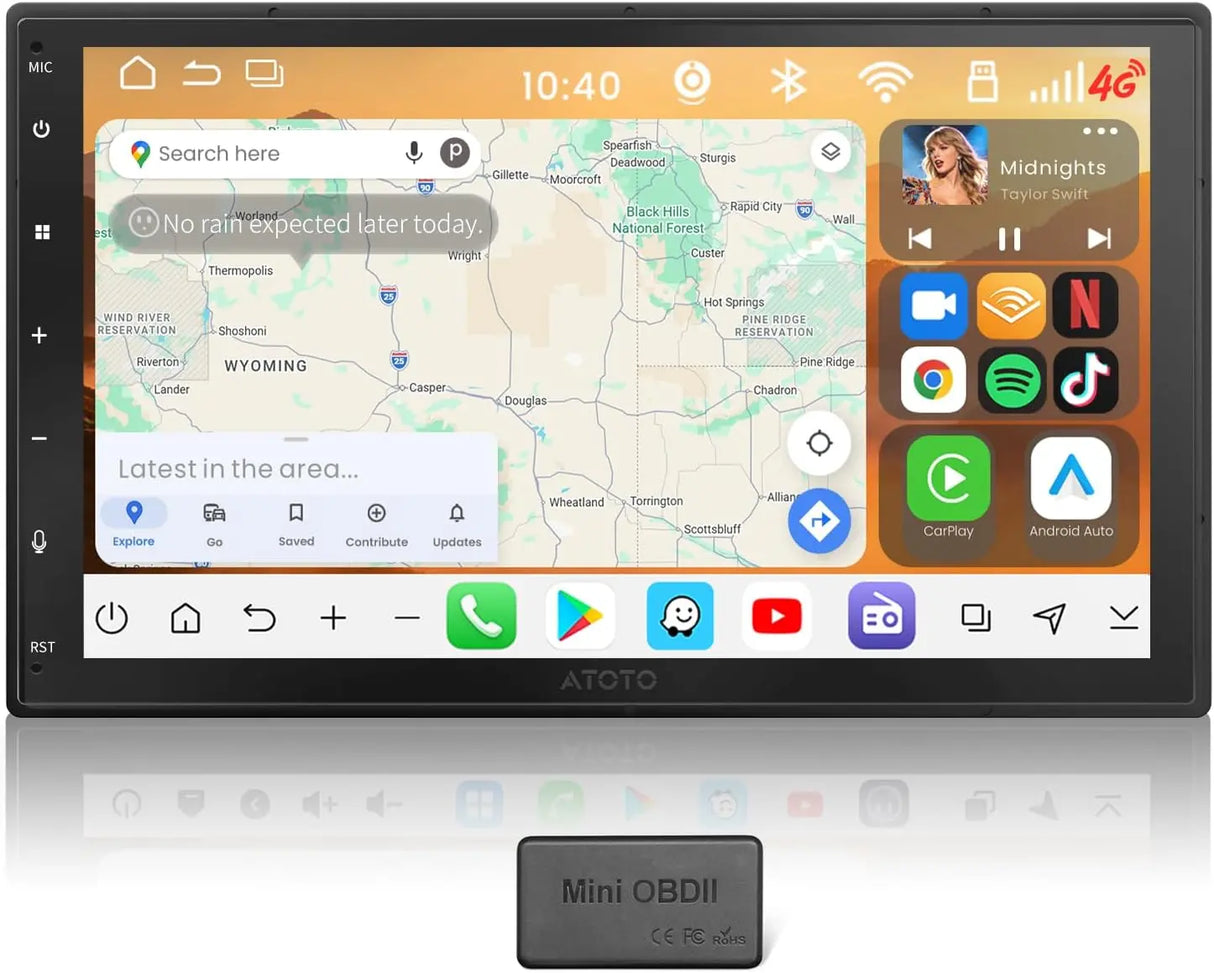 ATOTO S8G2B74MS 7" Android Double Din Car Stereo with Backup Camera, 8-Core, QLED Touchscreen, 4G LTE, Wi-Fi/BT/USB, AI, Wireless CarPlay & Android Auto, DSP/SCVC, 4G+32G