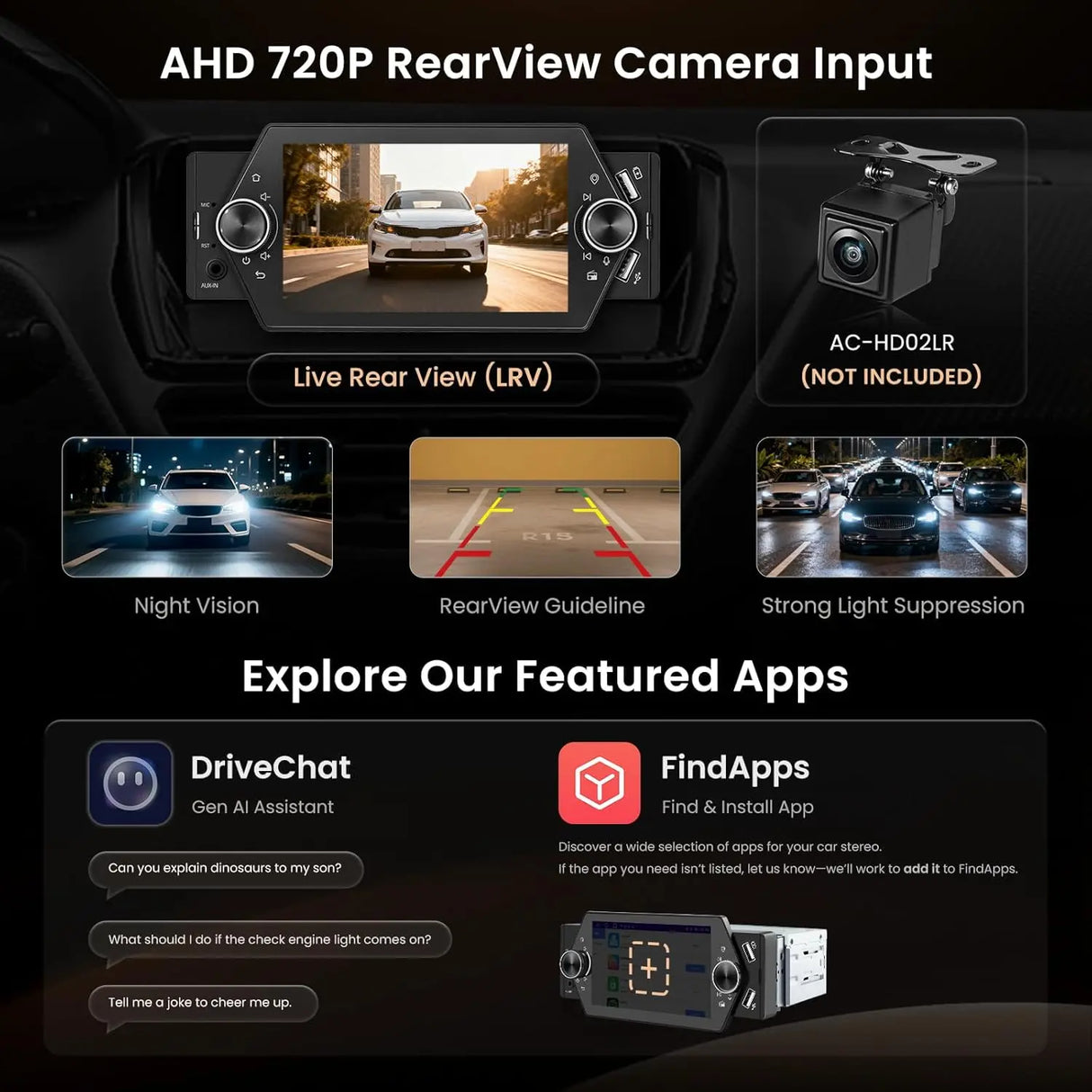 ATOTO A5LG1A5T 5" Single Din Android Car Stereo with Apple CarPlay & Android Auto, Bluetooth, WiFi, USB QC 2.0 Fast Charging, GPS Tracking, AUX-in, LRV, SWC