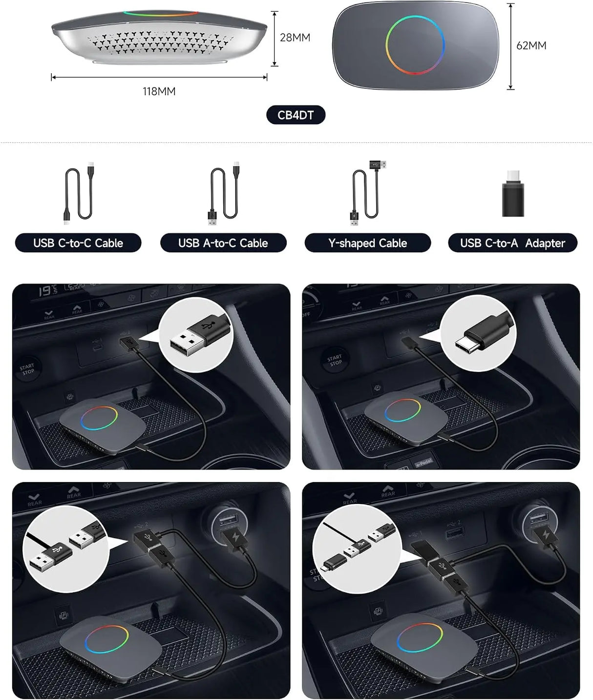 ATOTOOUT Wireless CarPlay Adapter, Magic AI Box with HDMI Output
