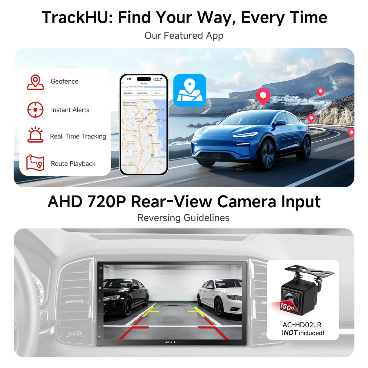 ATOTO A5L Android Double DIN Car Stereo, 7inch Car Radio with Wi-Fi/Bluetooth/USB, Wireless CarPlay & Wireless Android Auto, GPS Tracking, 24EQ, DSP, Mirror Link, HD LRV, A5LG2B7T
