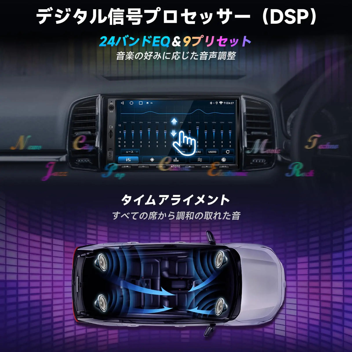 ATOTO A5L Android 2DIN ディスプレイオーディオ、7インチアンドロイド