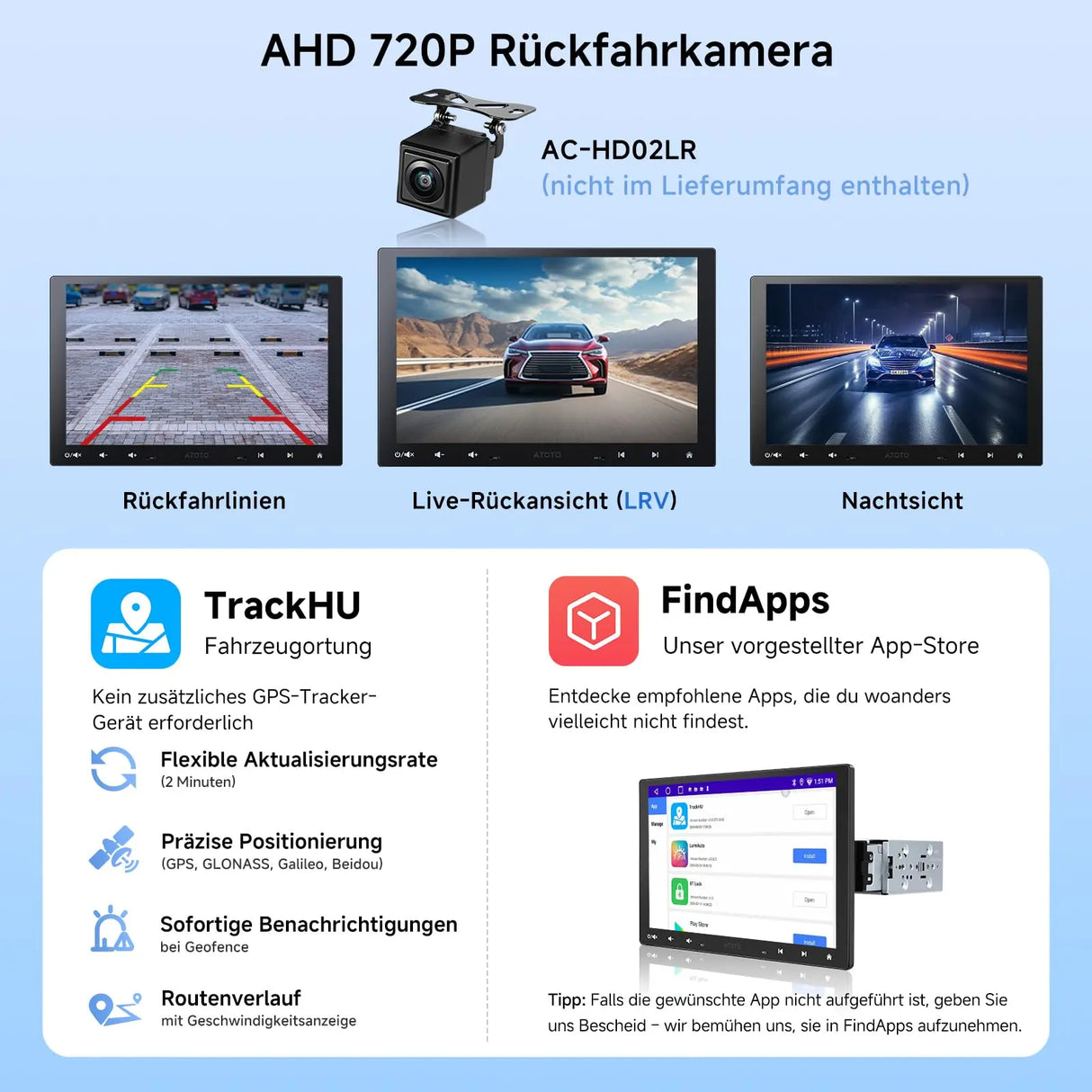 ATOTOZONE A5L 10 Zoll Doppel-DIN &amp; Single-DIN Adaptives 2G+32G Android Autoradio, IPS Schwebendes Display, Wireless CarPlay &amp; Android Auto, WiFi/BT/USB Tethering, MirrorLink, DSP/FM/RDS