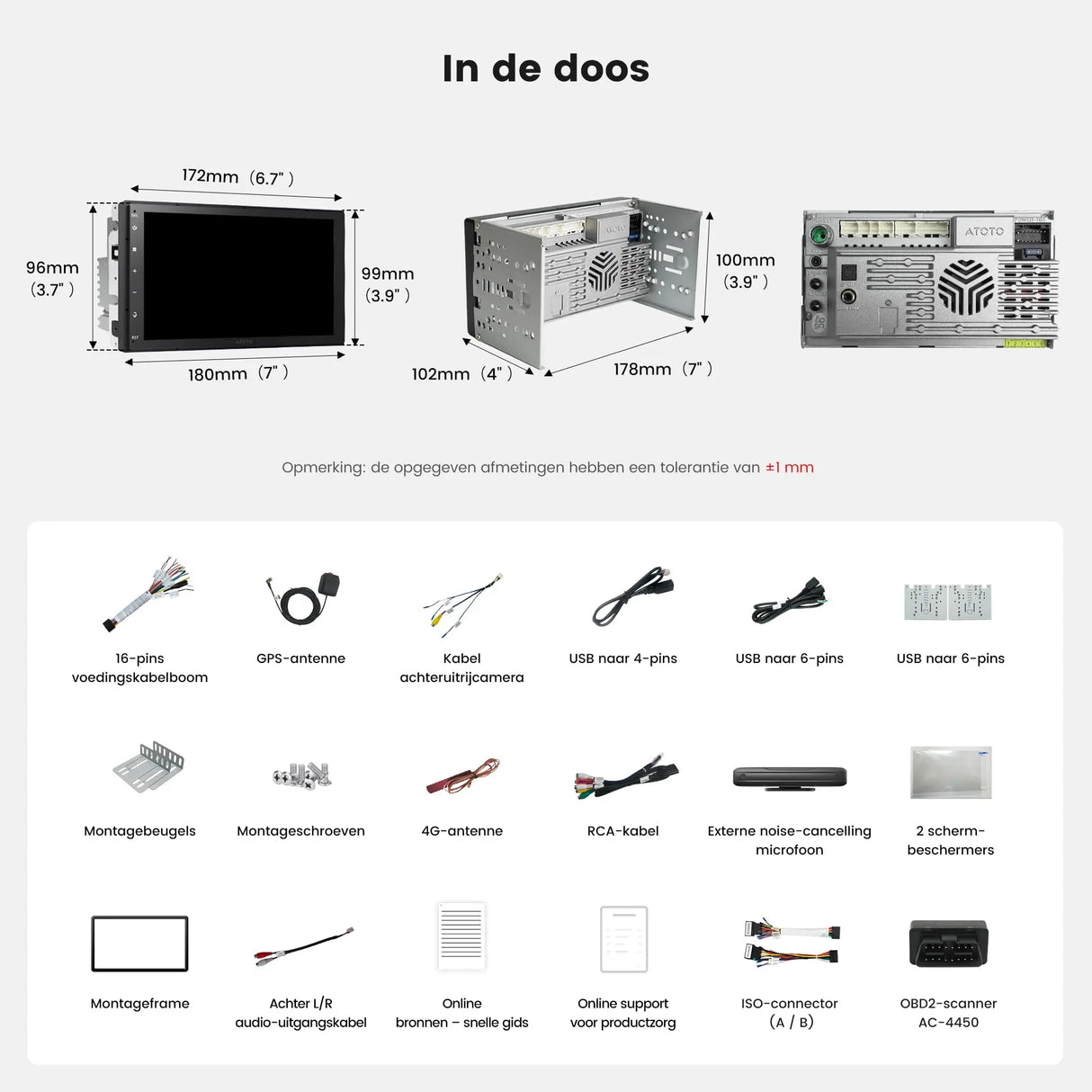 ATOTO A7G2B7PKL-S04 7'' QLED Radio Coche 2 DIN Android, 4G LTE/WiFi, CarPlay y Android Auto Inalámbrico, DSP HiFi 4V con Salida Óptica/Coaxial, Rastreo GPS, IA DriveChat, OBD2 Incluido