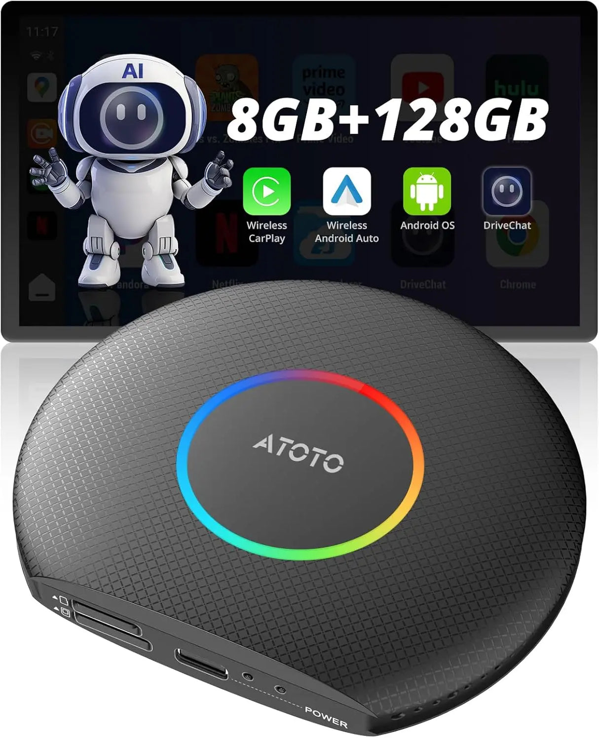 ATOTO CarWave CB6 AI Box (8G+128G) Wireless CarPlay Adapter