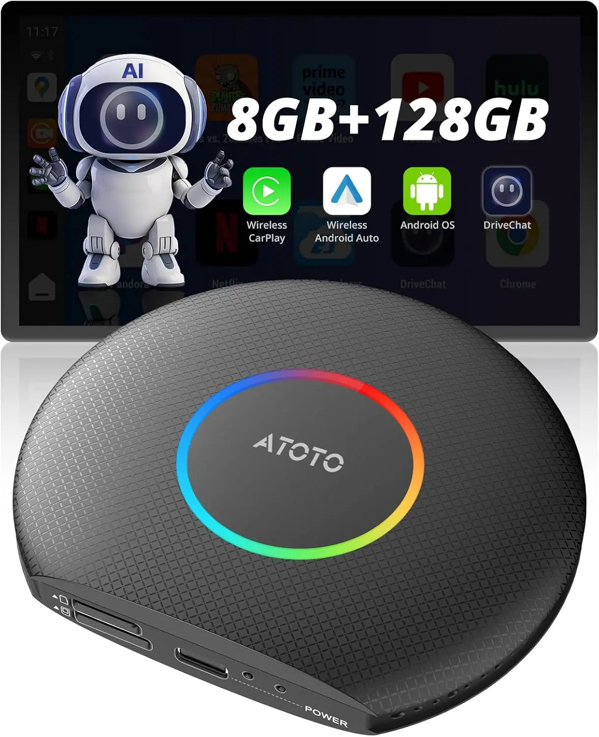 カーオーディオ Atoto Car Smart Box CB6B 8GB/128GB ATOTO CarWave CB6 AI Box (8G+128G) Wireless CarPlay Adapter