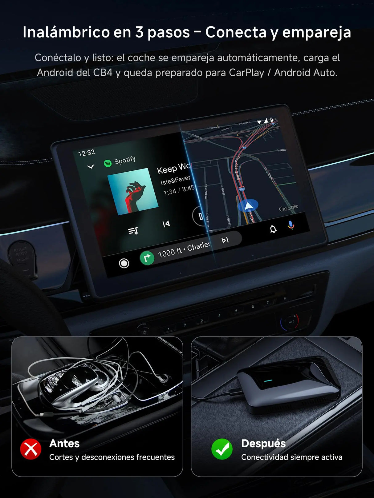 CB4A Adaptateur sans fil CarPlay 2 Go + 16 Go Magic Box