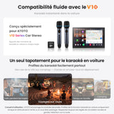 ATOTO AC-MICW2 Kit microphone sans fil – Deux micros karaoké rechargeables avec récepteur, faible latence, portée 15 m, autonomie 6h, compatible avec autoradios série V10