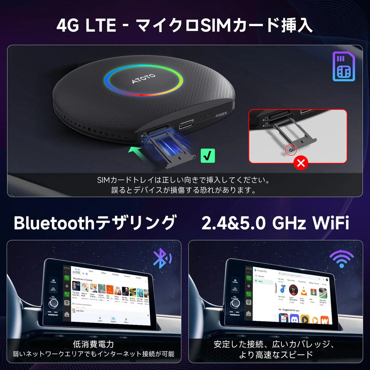 ATOTO CB6 ワイヤレスアダプター|8+128GB・AIボイス・GPSトラッキング ATOTO CB6 ワイヤレスアダプター|8+128GB・AIボイス・GPSトラッキング