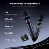 ATOTO AC-MICW2 Wireless Karaoke Microphone Kit – Dual Handheld Rechargeable Mics with Receiver, Low Latency, 49ft Range, 6H Playtime, Compatible with V10 Car Stereo