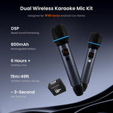 ATOTO AC-MICW2 Wireless Karaoke Microphone Kit – Dual Handheld Rechargeable Mics with Receiver, Low Latency, 49ft Range, 6H Playtime, Compatible with V10 Car Stereo