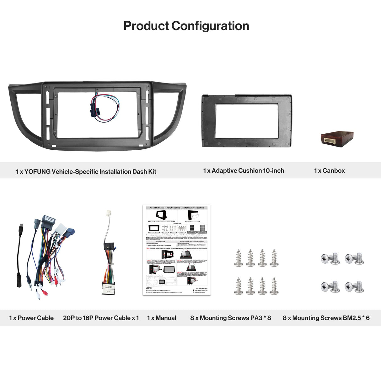 YOFUNG AC-HDCR04X-ST Dash Installation Mounting Kit for Honda CR-V 2012–2016 – Only Compatible with ATOTO IAH09D Car Stereo