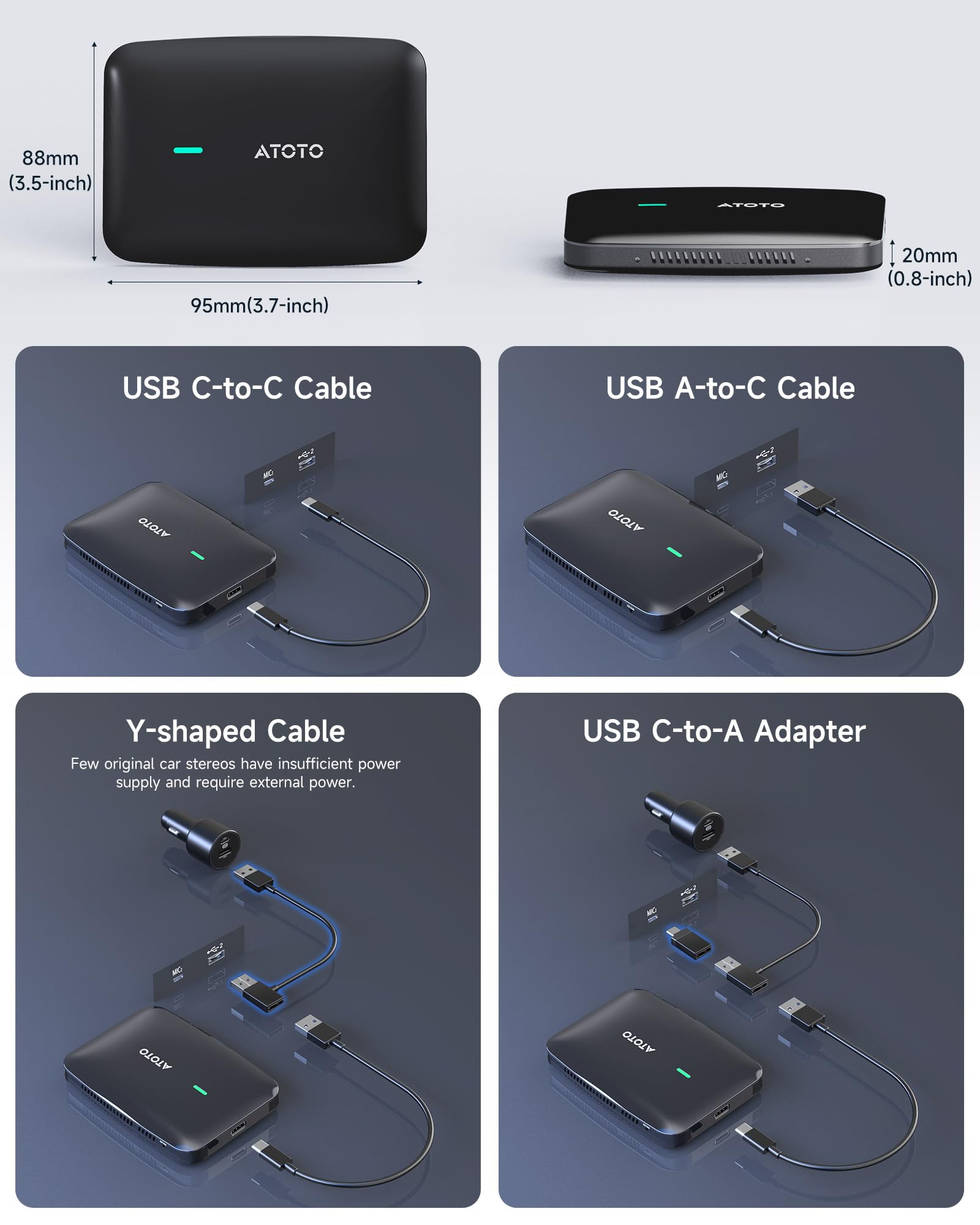 【最安値】 CB4B ATOTO Wireless 4G+ WiFi, Dual Box, AI Adapter, CarPlay カーオーディオ