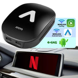 ATOTO AD6 Wired to Wireless CarPlay/Android Auto Adapter with AI Voice, OBD Support, GPS Tracking, 4GB+64GB Storage, Bluetooth