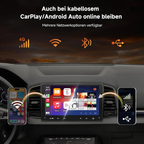 ATOTO S8G2099UN 9" Double Din Android Autoradio con telecamere 1080P, Schermo QLED, CarPlay/Android Auto Wireless, 4G LTE, Wi-Fi, Bluetooth, GPS & AI