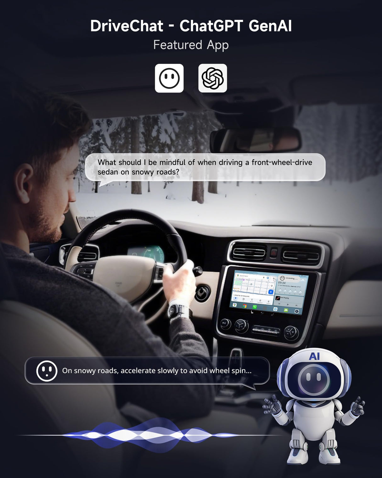 ATOTO CarWave CB6C Wireless CarPlay Adapter Android AI Box, 4G LTE Car Video Streaming Box for iPhone & Android Auto, Plug & Play, ChatGPT, YouTube, Netflix, TikTok, 4G+64G
