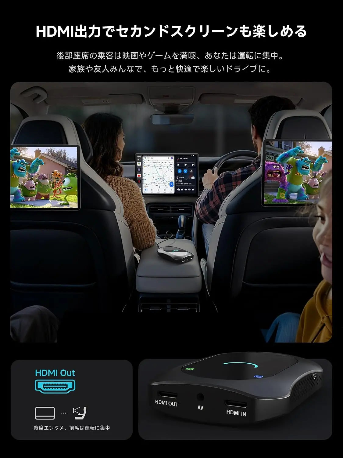 ATOTO CB7SAX フルAndroid 4G LTE Magic Video Box ワイヤレスCarPlay／Android Autoアダプター HDMI出力対応、セカンドスクリーン＆ゲーム機モニター接続、デュアルBluetooth＆Wi-Fi、GPSトラッカー、DVDプレーヤー対応