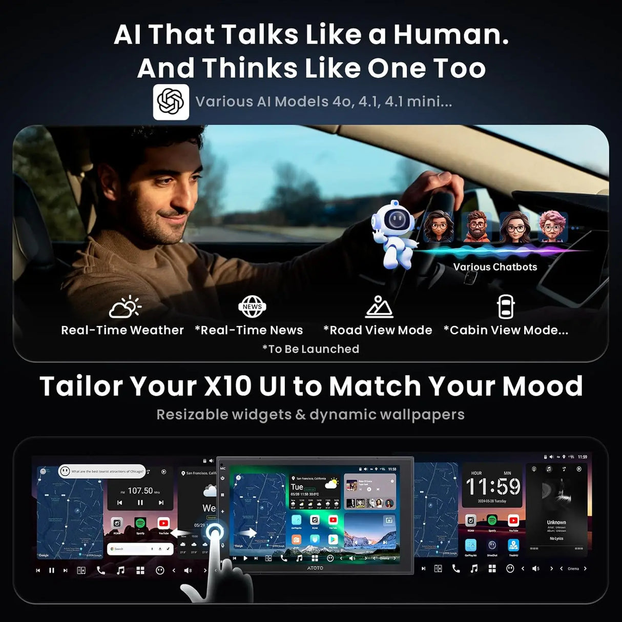 【High-end】ATOTO X10G2B7E 7" Double Din Car Stereo with Front & Rear Cameras, QLED Touchscreen, CarPlay & Android Auto, 4G LTE & WiFi, GPS, 8GB + 128GB TF Card, Dual Bluetooth, DSP Audio Technology