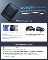 ATOTO CB4B Dongle WIFI – Dual Bluetooth, Tarjeta TF 128GB, 4G+32G, Netflix/YouTube, Adaptador CarPlay Inalámbrico, Android TV Box con AI DriveChat, Negro
