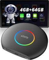 ATOTOZONE CB6 CarPlay AI ボックス CarPlay Cablato に適合、ワイヤレス/Android Auto、ドングル Vocale AI インテリジェント con GPS トラッキング、Bluetooth、4GB + 64GB、互換性のある Molte APP