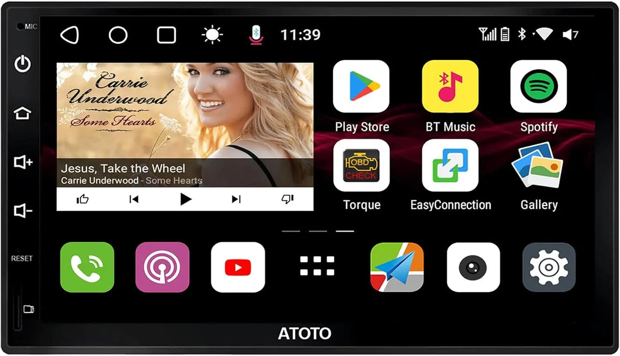 ATOTO S8G2B74PM 7" Double Din Car Stereo with QLED Display, Wireless CarPlay & Android Auto, Dual Bluetooth, HD Rearview Camera