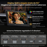 ATOTOEXCEL V10 10.1" 2din e Adattivo 1din Autoradio Android,6G+128G, 4G LTE/Wi-Fi,Karaoke in auto,DVR 4 canali, CarPlay e Android Auto Senza fili,DSP 32B-EQ,BT 5.4, Assistente IA,Tracciamento GPS