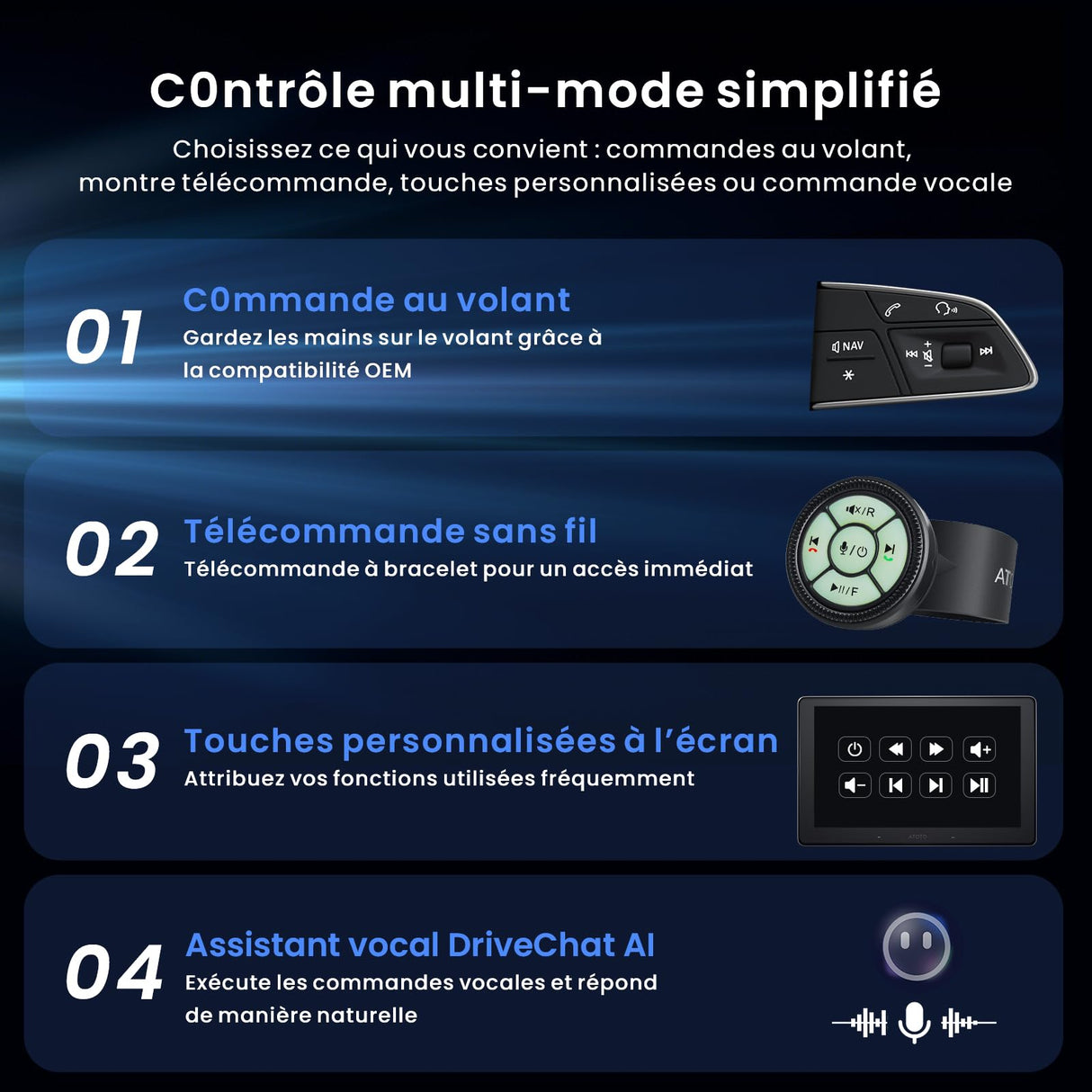 ATOTOZONE 10" QLED AI Android Autoradio 1 din,écran Flottant Voiture, Navi in-Dash,8G+128G,4G LTE,CarPlay & Android Auto sans Fil, Connexion Dual Téléphone & 2 Bluetooth, GPS-Tracking,X10G110E
