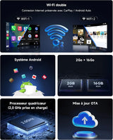 ATOTO CB4CT Adaptateur CarPlay sans fil AI Box, OBD II, Compatible Android Auto & Android 13 OS, 2G+16G, Boîtier Multimédia Voiture pour YouTube/Netflix/Spotify, 4G/WiFi/Bluetooth Double, OTA, Gris