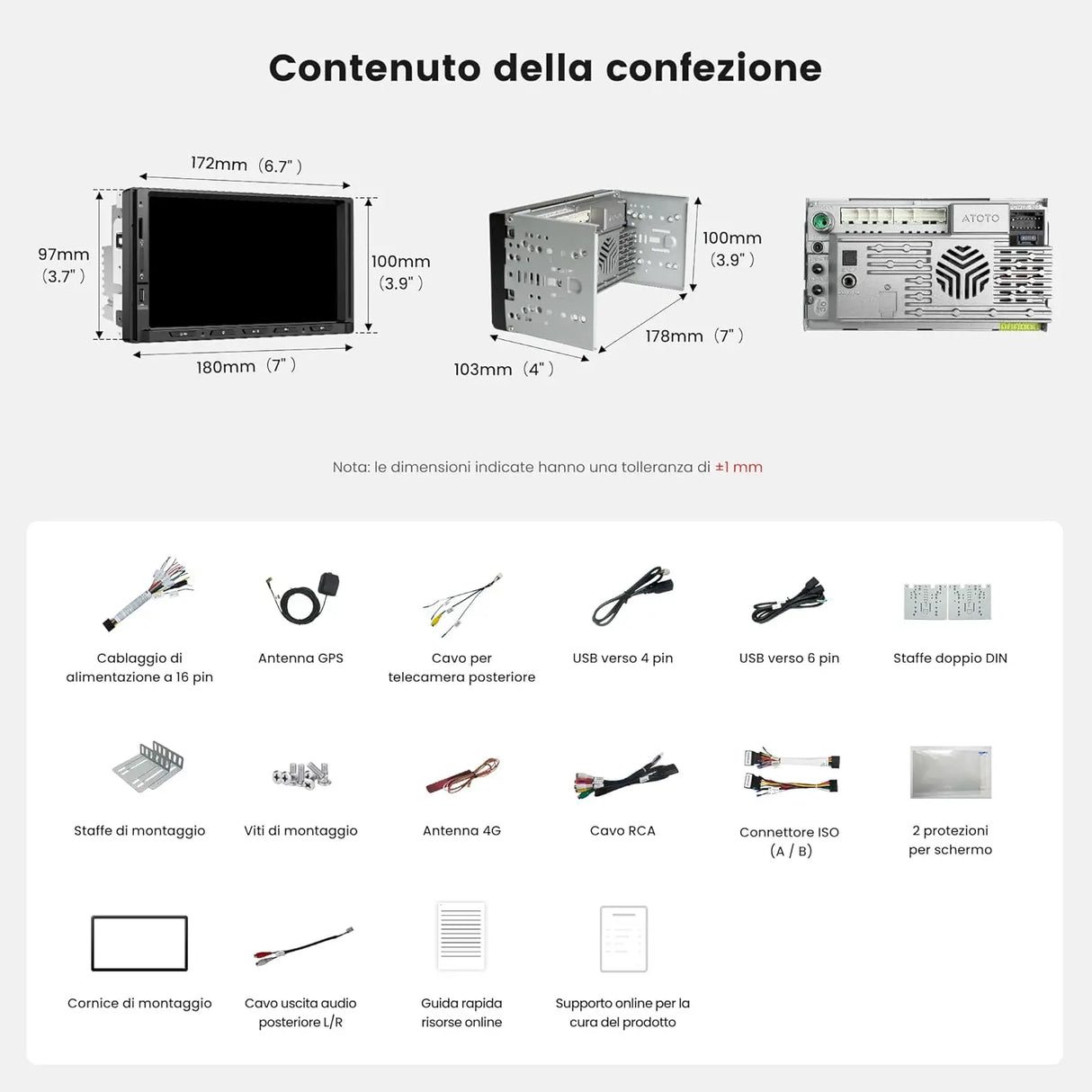 ATOTO S84G2D7PB 7" Autoradio Android 2 DIN con Schermo Touch, Agentic AI, Illuminazione Ambientale, Avviso di Incidente, Sorveglianza del Parcheggio, DSP Hi-Fi Pre-Out 4V