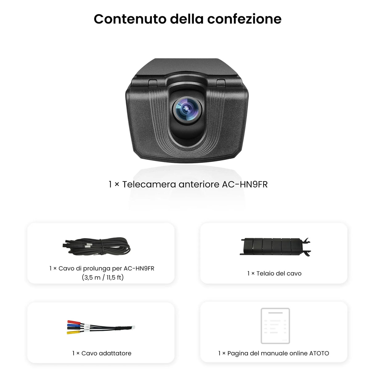 ATOTO AC-HN9FR Dashcam Anteriore AHD 1080p per Auto – Grandangolo 136°, Visione Notturna Starlight, WDR, G-Sensore, Modo Parcheggio, GPS – Compatibile solo con Serie V10