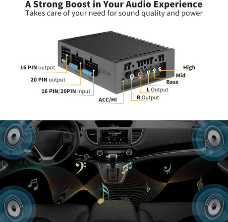 ATOTO CA-AEC01 Car Amplifier, 4 Channel, 400W Max Power, Class A/B, 2/4 Ohm Stable, Only Compatible with Selected ATOTO Car Stereos