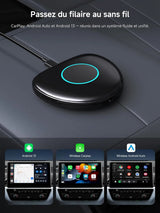 ATOTO CB6 Adaptateur CarPlay Sans Fil – Boîtier CarPlay IA, 8 Go+128 Go Boîtier Streaming pour Voiture avec 4G, Double Bluetooth, USB, GPS Intégré, Assistant IA, Extension microSD, OTA