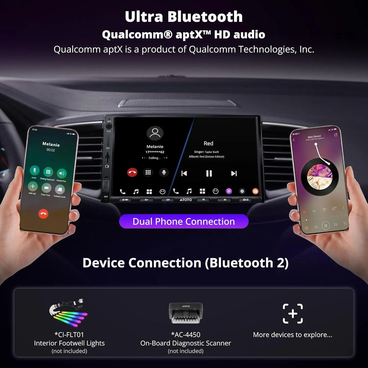 ATOTO X10G2A7E 7" Double Din Car Stereo, QLED Touchscreen CarPlay & Android Auto, Support HDMI& Dual Bluetooth, 4G LTE & WiFi, GPS Navigation