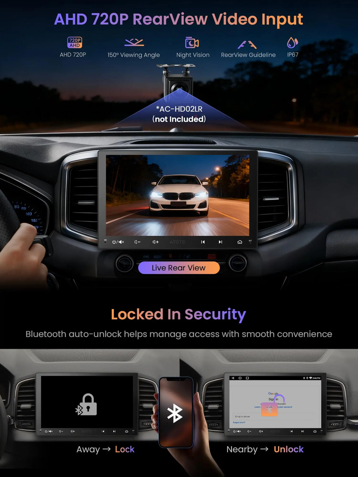 ATOTO A5LG209T 9" Autoradio 2 Din – Touchscreen, 2GB+32GB, Wireless CarPlay e Android Auto, EQ a 24 Bande, Tethering WiFi/Bluetooth, USB, FM/AM