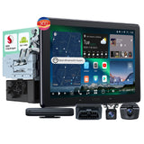 X10 8-Core 10.1" Single & Double Din Android 13 Car Stereo with 1080P Dash Cam Front and Rear +OBD2 Scanner 5in1, 8+128G Floating QLED Touchscreen Wireless CarPlay Android Auto Car Radio with ChatGPT