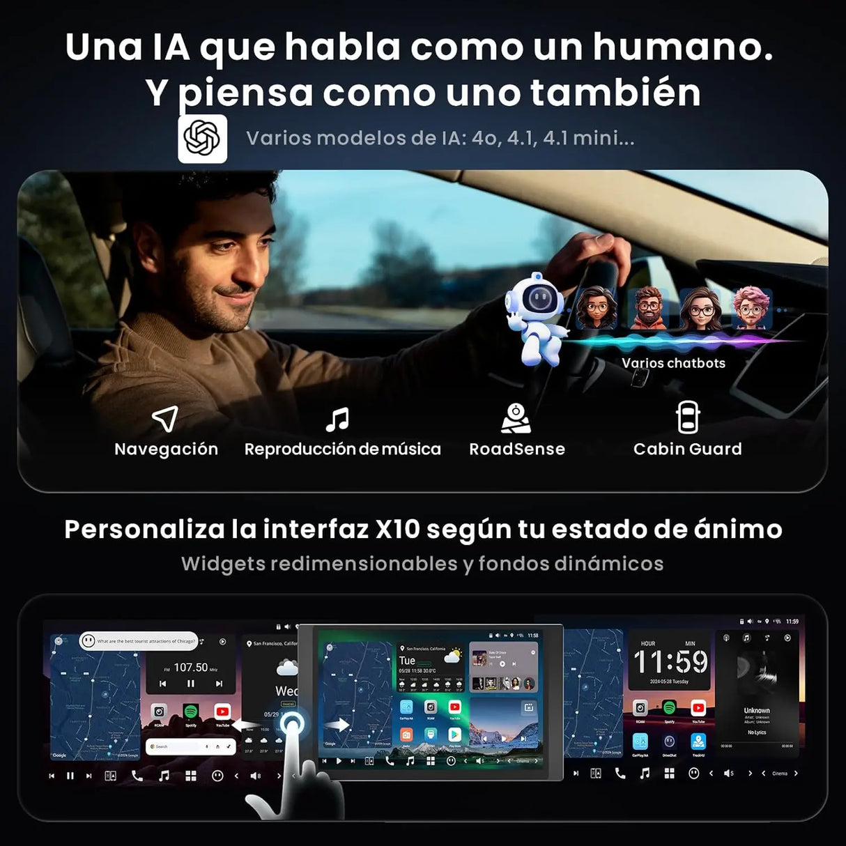 ATOTO X10G225E 12.5" 2Din Radiocasetes Coche Android QLED, 8+128 GB, CarPlay inalámbrico y Android Auto, 4G LTE, Asistente de voz AI, GPS, Micrófono dual, Bluetooth, LRV, 36B-EQ, Entrada HDMI