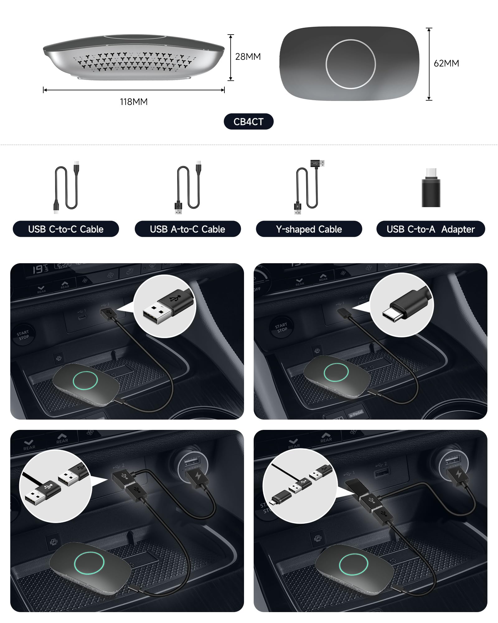 ATOTO CarWave CB4CT CarPlay AI Box, Wireless CarPlay/Android Auto