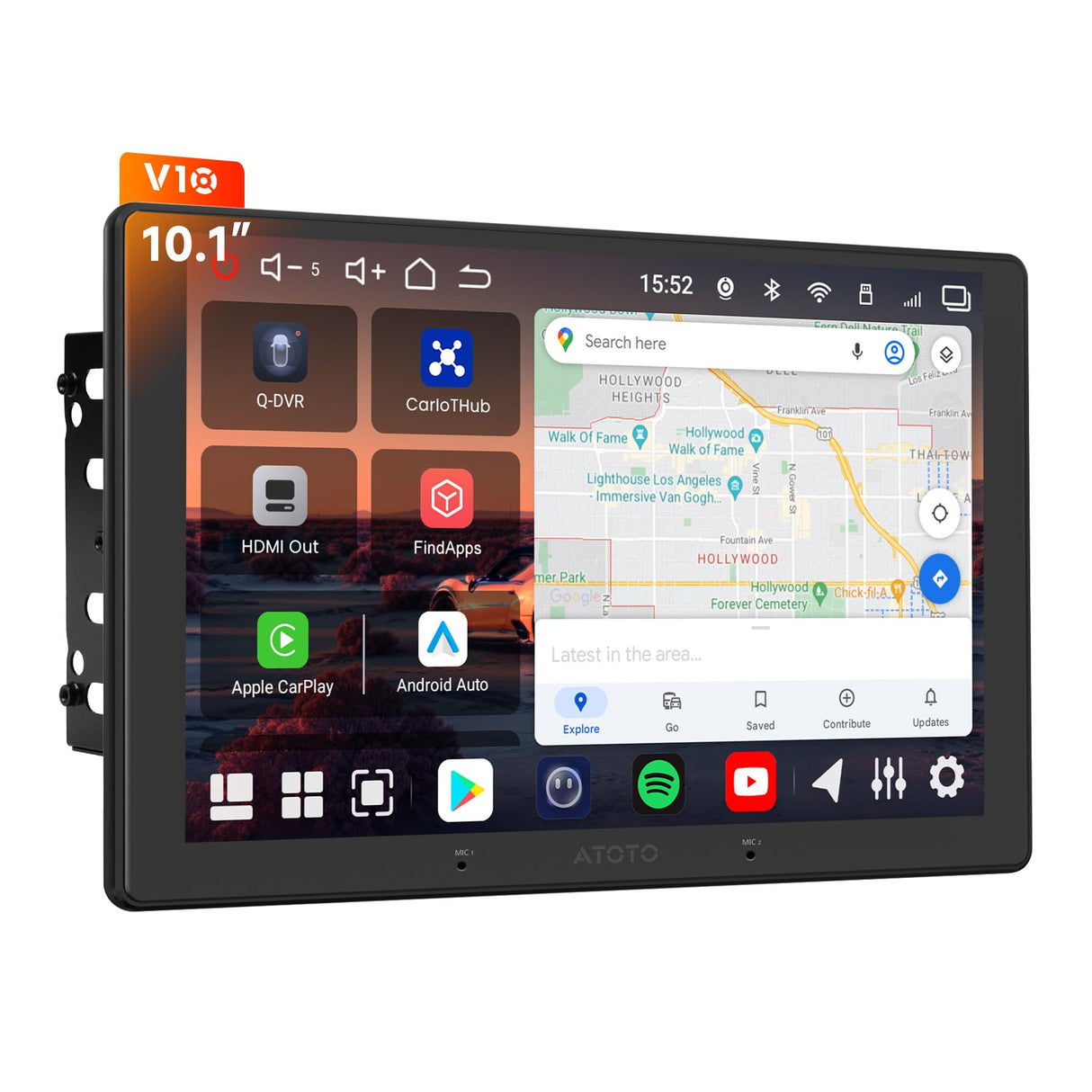 ATOTO V10G211OC 10" QLED Android 14 Double Din Car Stereo, 8-Core 6G+128G, Wireless CarPlay & Android Auto, 4G LTE/Wi-Fi, in-Car Karaoke, 7.1.2 CH Pro DSP Audio, aptX HD Bluetooth, AI & GPS Tracking