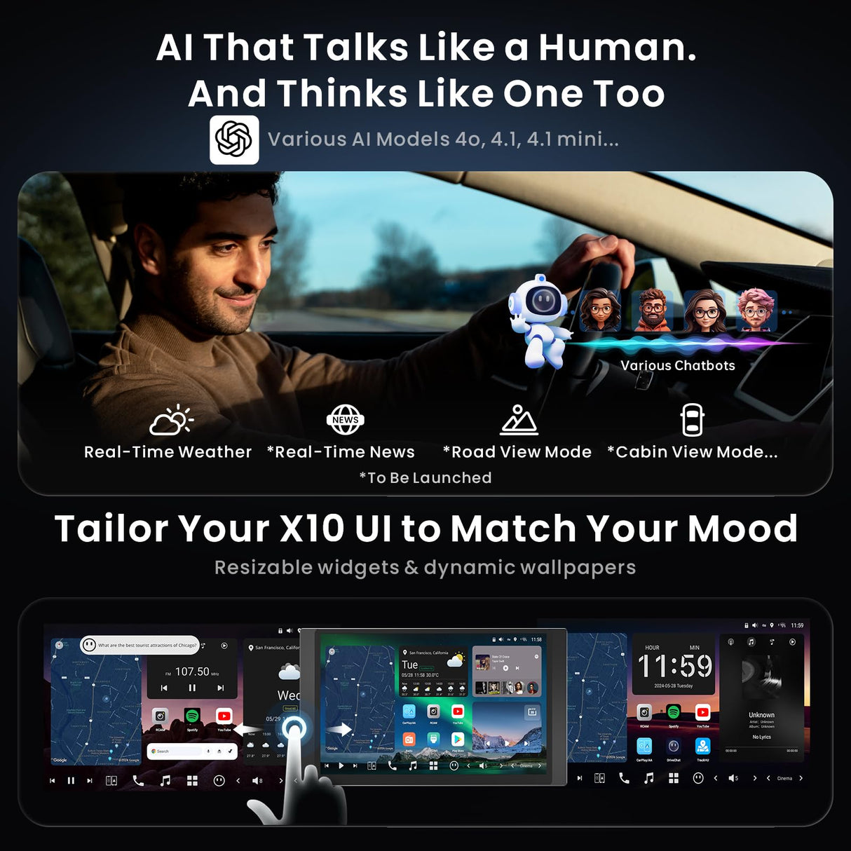 ATOTO X10G225E 12.5" QLED Double Din Car Stereo, AI Android, 8G+128G, 4G LTE, Wireless CarPlay & Android Auto, Dual Bluetooth & WiFi, 7.1.2 Channel Audio, Hi-Volt RCA, 36-Band EQ, HDMI Input
