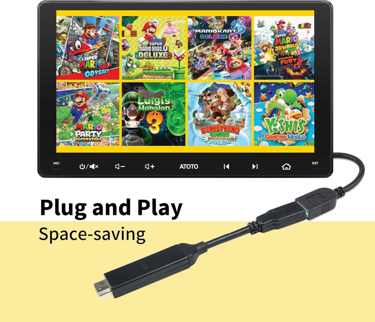 ATOTO AC-HBV86 HDMI-to-USB Adapter - Connect TV Boxes/Gaming to ATOTO P9/A6/S8, 5.43in Cable for Car Entertainment Streaming