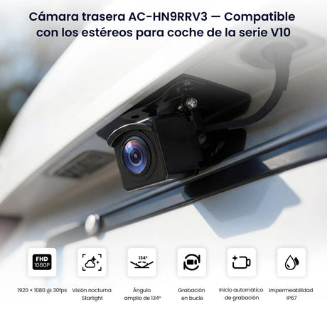ATOTO AC-HN9RRV3 Cámara Trasera AHD 1080p, 134° Gran Angular, Visión Nocturna Starlight, IP67, Sensor G, Modo Aparcamiento, Grabación en Bucle, Solo Serie V10