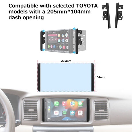 ATOTO AC-TYKT07W Dash Installation Kit with Side Extension Parts & Power Connector for Toyota 205mm×104mm – Only Compatible with ATOTO Head Units